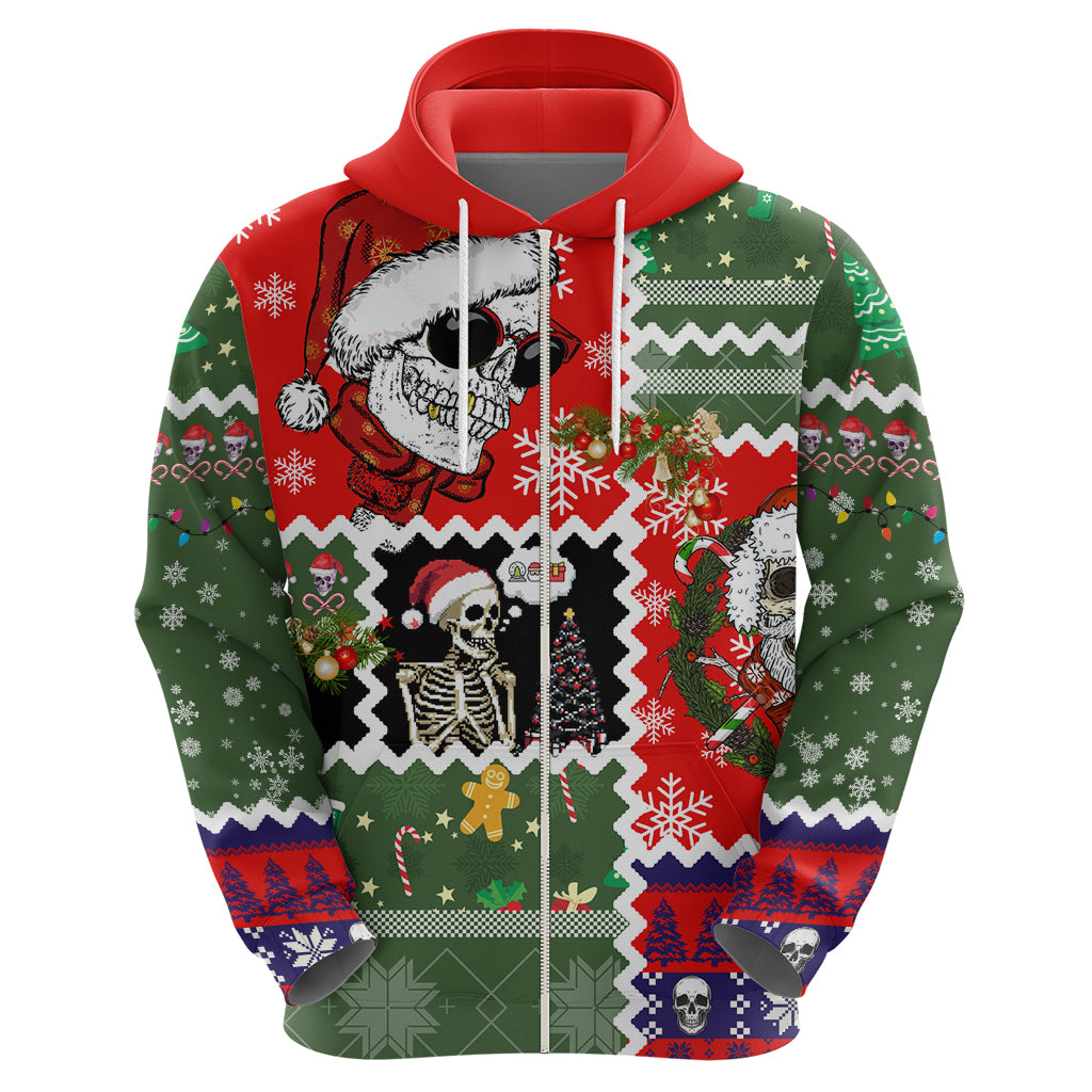 Skeleton Santa Claus Hoodie Moodboard Skull Ugly Christmas - Wonder Print Shop