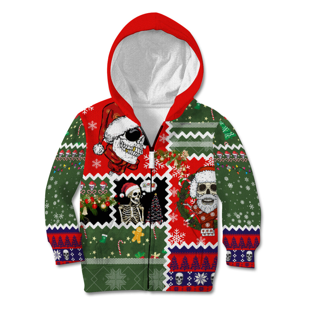 Skeleton Santa Claus Kid Hoodie Moodboard Skull Ugly Christmas - Wonder Print Shop