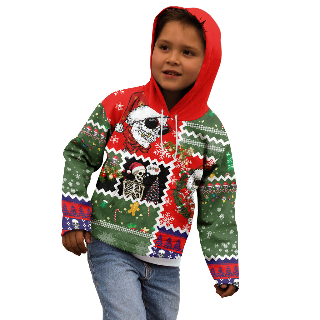 Skeleton Santa Claus Kid Hoodie Moodboard Skull Ugly Christmas - Wonder Print Shop