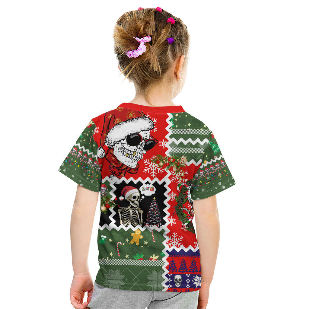 Skeleton Santa Claus Kid T Shirt Moodboard Skull Ugly Christmas - Wonder Print Shop