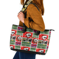 Skeleton Santa Claus Leather Tote Bag Moodboard Skull Ugly Christmas - Wonder Print Shop