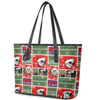Skeleton Santa Claus Leather Tote Bag Moodboard Skull Ugly Christmas - Wonder Print Shop