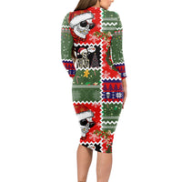 Skeleton Santa Claus Long Sleeve Bodycon Dress Moodboard Skull Ugly Christmas - Wonder Print Shop
