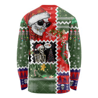 Skeleton Santa Claus Long Sleeve Shirt Moodboard Skull Ugly Christmas - Wonder Print Shop