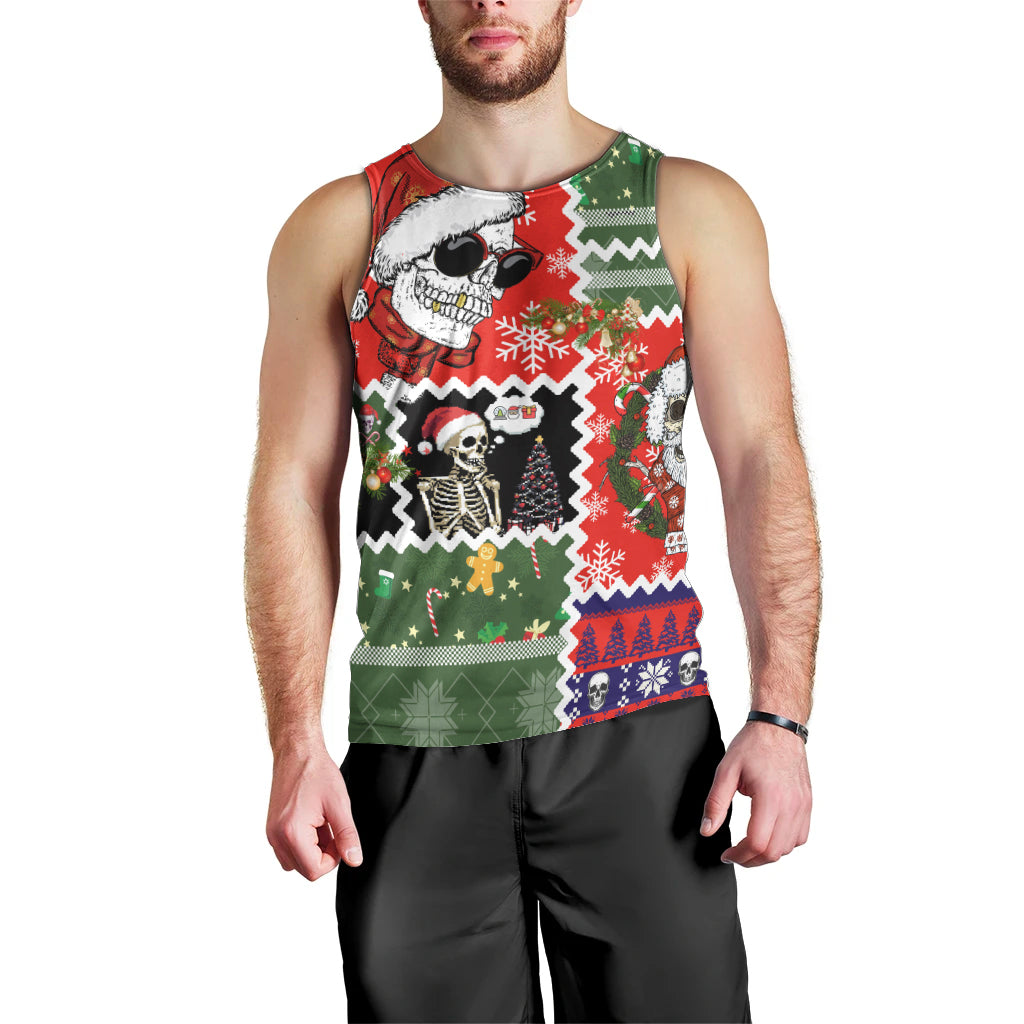 Skeleton Santa Claus Men Tank Top Moodboard Skull Ugly Christmas - Wonder Print Shop