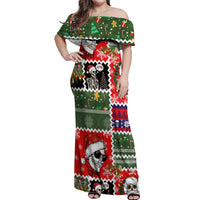 Skeleton Santa Claus Off Shoulder Maxi Dress Moodboard Skull Ugly Christmas - Wonder Print Shop