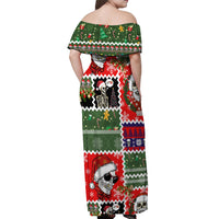 Skeleton Santa Claus Off Shoulder Maxi Dress Moodboard Skull Ugly Christmas - Wonder Print Shop