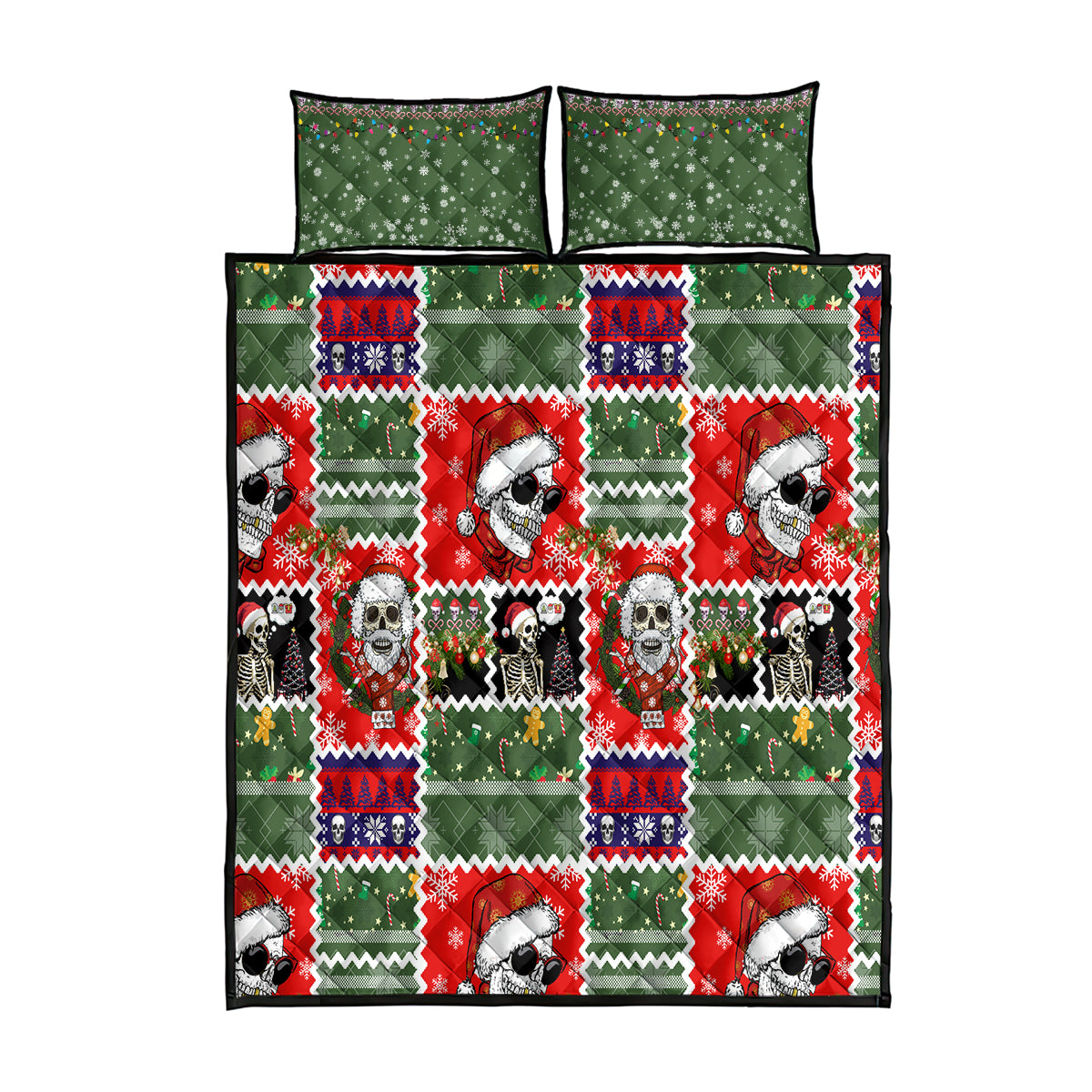 Skeleton Santa Claus Quilt Bed Set Moodboard Skull Ugly Christmas - Wonder Print Shop