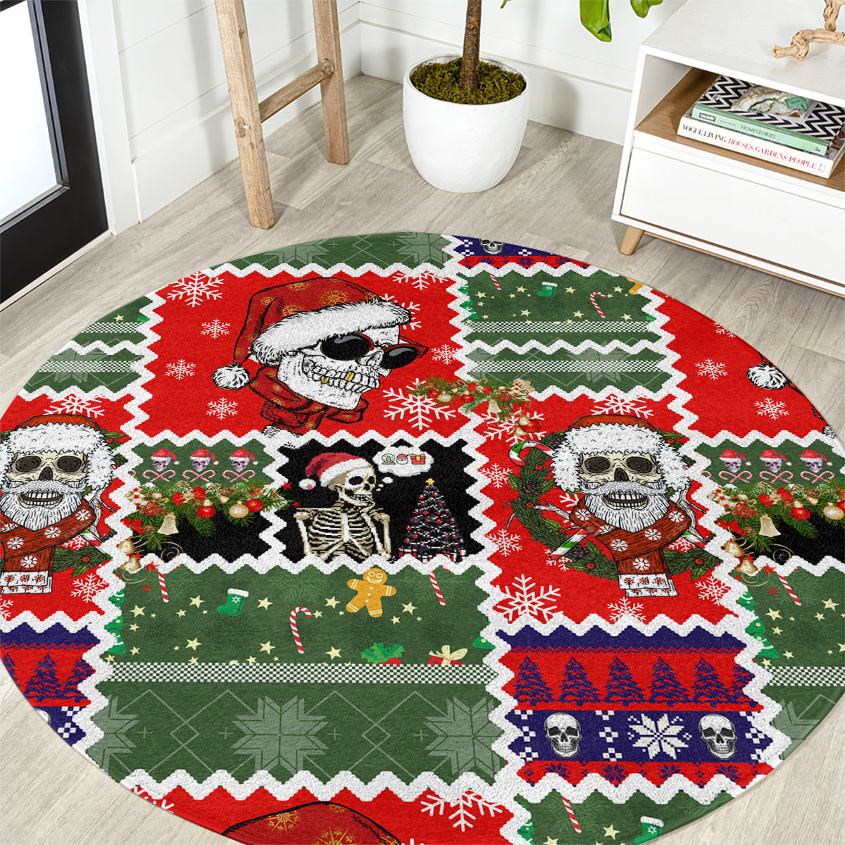 skeleton-santa-claus-round-carpet-moodboard-skull-ugly-christmas