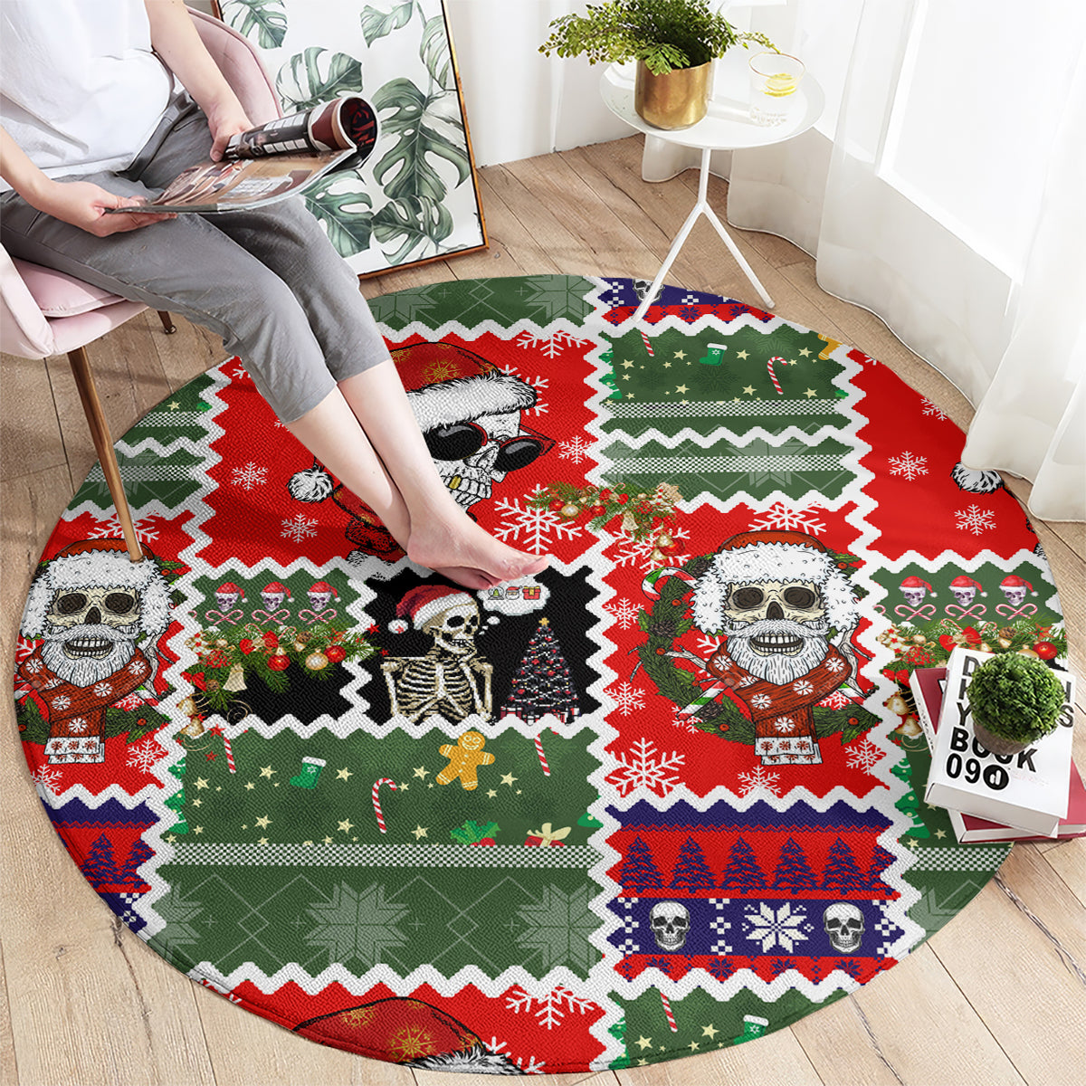 skeleton-santa-claus-round-carpet-moodboard-skull-ugly-christmas