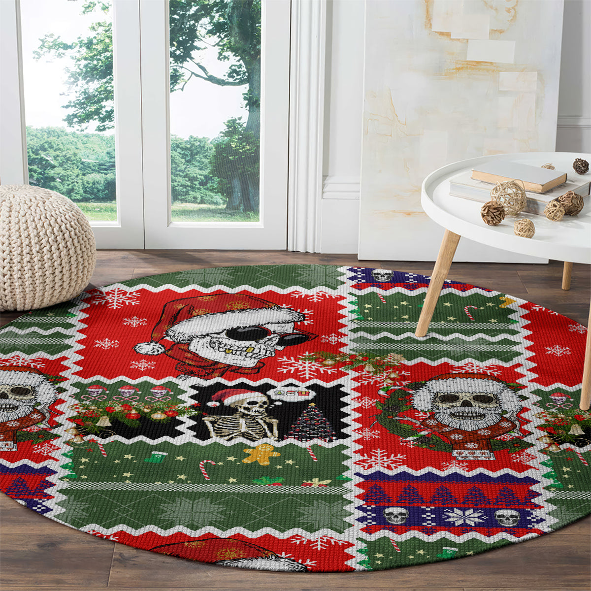 skeleton-santa-claus-round-carpet-moodboard-skull-ugly-christmas