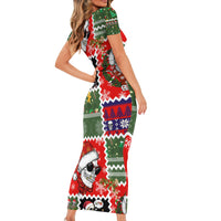 Skeleton Santa Claus Short Sleeve Bodycon Dress Moodboard Skull Ugly Christmas - Wonder Print Shop