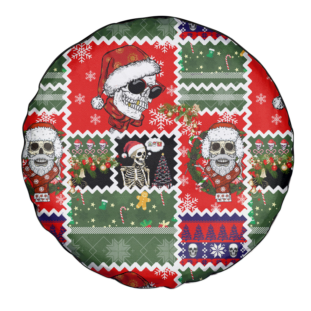 Skeleton Santa Claus Spare Tire Cover Moodboard Skull Ugly Christmas - Wonder Print Shop