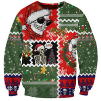 Skeleton Santa Claus Sweatshirt Moodboard Skull Ugly Christmas - Wonder Print Shop