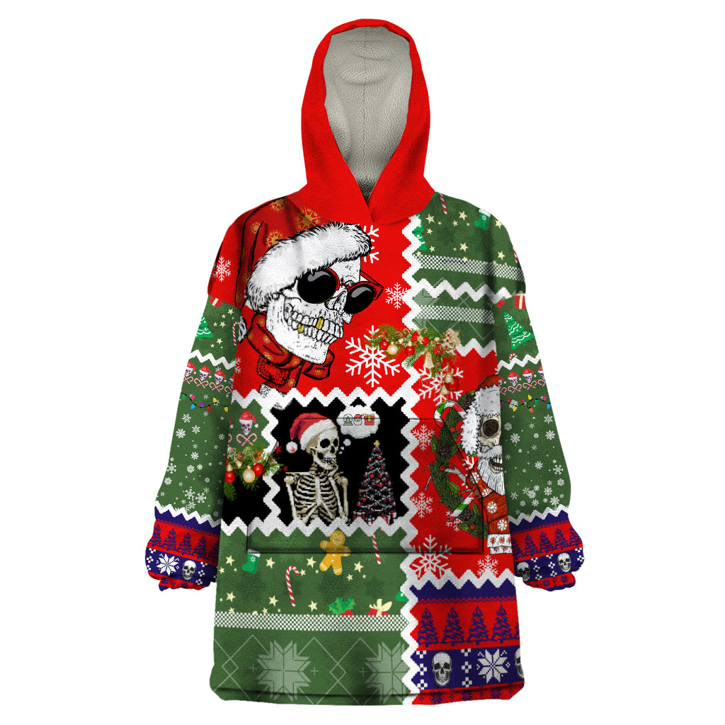 Skeleton Santa Claus Wearable Blanket Hoodie Moodboard Skull Ugly Christmas - Wonder Print Shop