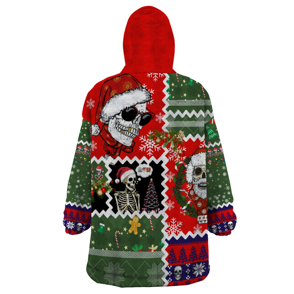 Skeleton Santa Claus Wearable Blanket Hoodie Moodboard Skull Ugly Christmas - Wonder Print Shop