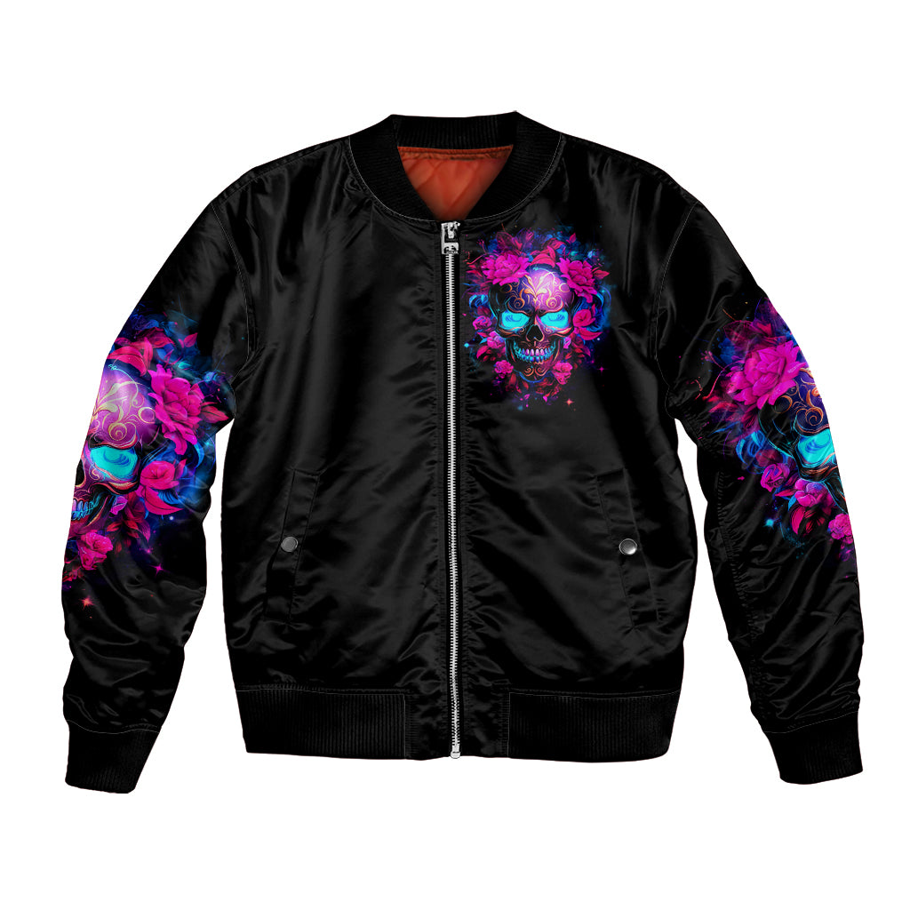 Sugar Skull Bomber Jacket My Attitude Is As Big As My Butt You've Been Warned - Wonder Print Shop