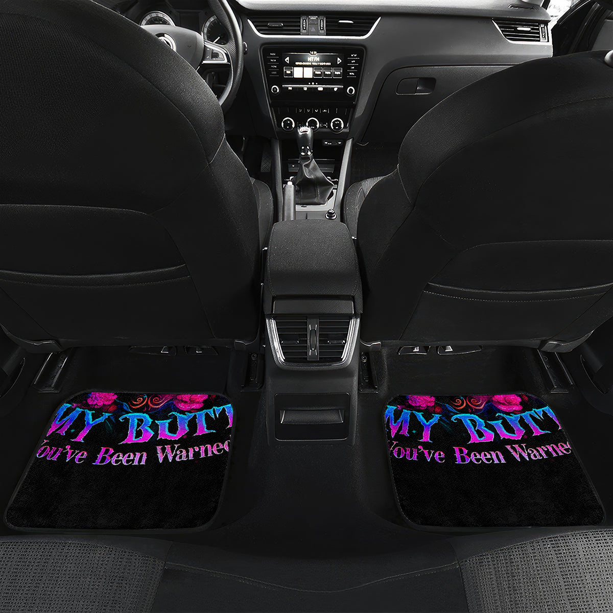 Sugar Skull Car Mats My Attitude Is As Big As My Butt You've Been Warned - Wonder Print Shop