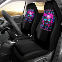 Sugar Skull Car Seat Cover My Attitude Is As Big As My Butt You've Been Warned - Wonder Print Shop