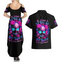 Sugar Skull Couples Matching Summer Maxi Dress and Hawaiian Shirt My Attitude Is As Big As My Butt You've Been Warned - Wonder Print Shop