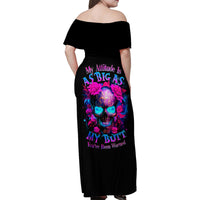 Sugar Skull Family Matching Off Shoulder Maxi Dress and Hawaiian Shirt My Attitude Is As Big As My Butt You've Been Warned - Wonder Print Shop