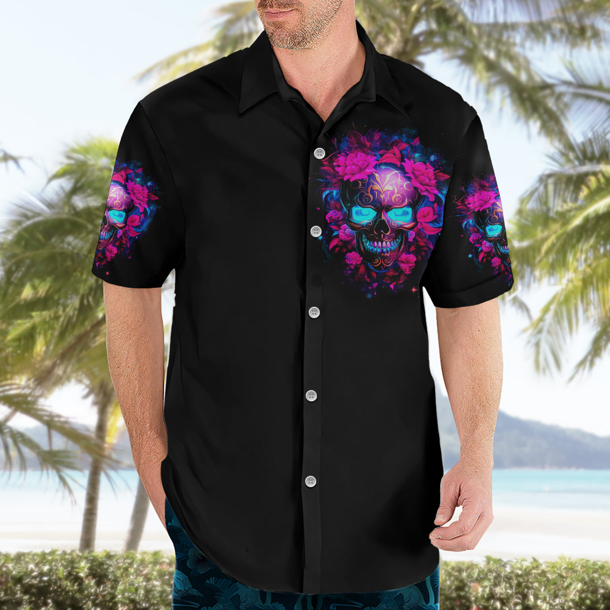 Sugar Skull Hawaiian Shirt My Attitude Is As Big As My Butt You've Been Warned - Wonder Print Shop