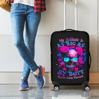 Sugar Skull Luggage Cover My Attitude Is As Big As My Butt You've Been Warned - Wonder Print Shop