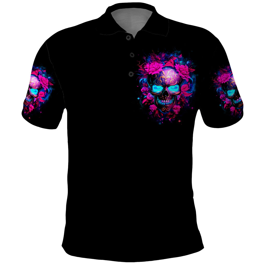 Sugar Skull Polo Shirt My Attitude Is As Big As My Butt You've Been Warned - Wonder Print Shop