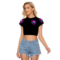 Sugar Skull Raglan Cropped T Shirt My Attitude Is As Big As My Butt You've Been Warned - Wonder Print Shop
