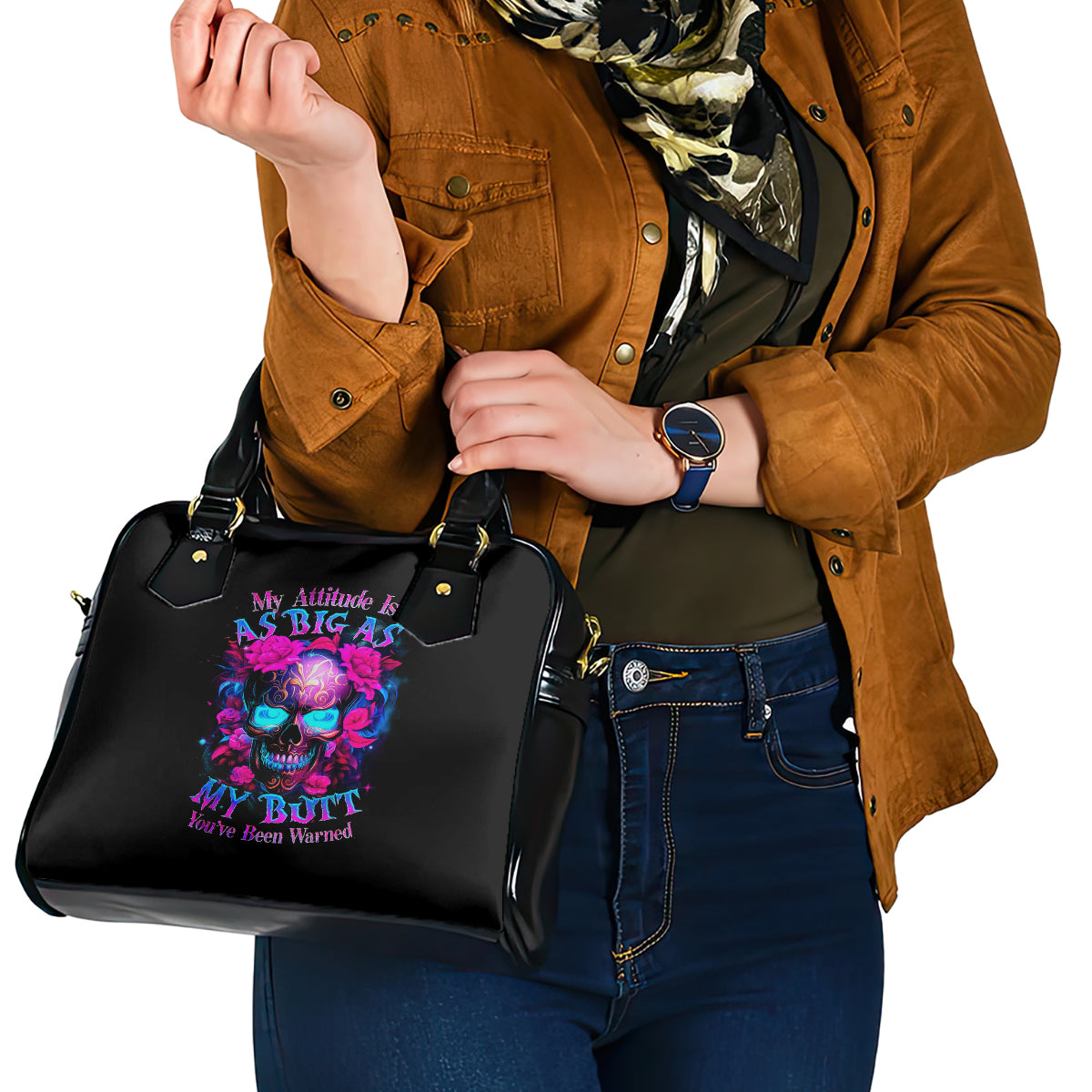 sugar-skull-shoulder-handbag-my-attitude-is-as-big-as-my-butt-youve-been-warned