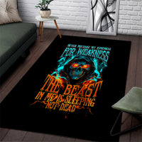 Flame Skull Area Rug Never Mistake My Kindness For Weakness The Beast In Me Is Sleeping Noe Dead - Wonder Print Shop