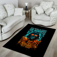 Flame Skull Area Rug Never Mistake My Kindness For Weakness The Beast In Me Is Sleeping Noe Dead - Wonder Print Shop