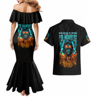 Flame Skull Couples Matching Mermaid Dress and Hawaiian Shirt Never Mistake My Kindness For Weakness The Beast In Me Is Sleeping Noe Dead - Wonder Print Shop