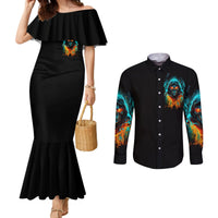 flame-skull-couples-matching-mermaid-dress-and-long-sleeve-button-shirt-never-mistake-my-kindness-for-weakness-the-beast-in-me-is-sleeping-noe-dead