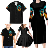 Flame Skull Family Matching Long Sleeve Bodycon Dress and Hawaiian Shirt Never Mistake My Kindness For Weakness The Beast In Me Is Sleeping Noe Dead - Wonder Print Shop