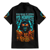 Flame Skull Family Matching Mermaid Dress and Hawaiian Shirt Never Mistake My Kindness For Weakness The Beast In Me Is Sleeping Noe Dead - Wonder Print Shop