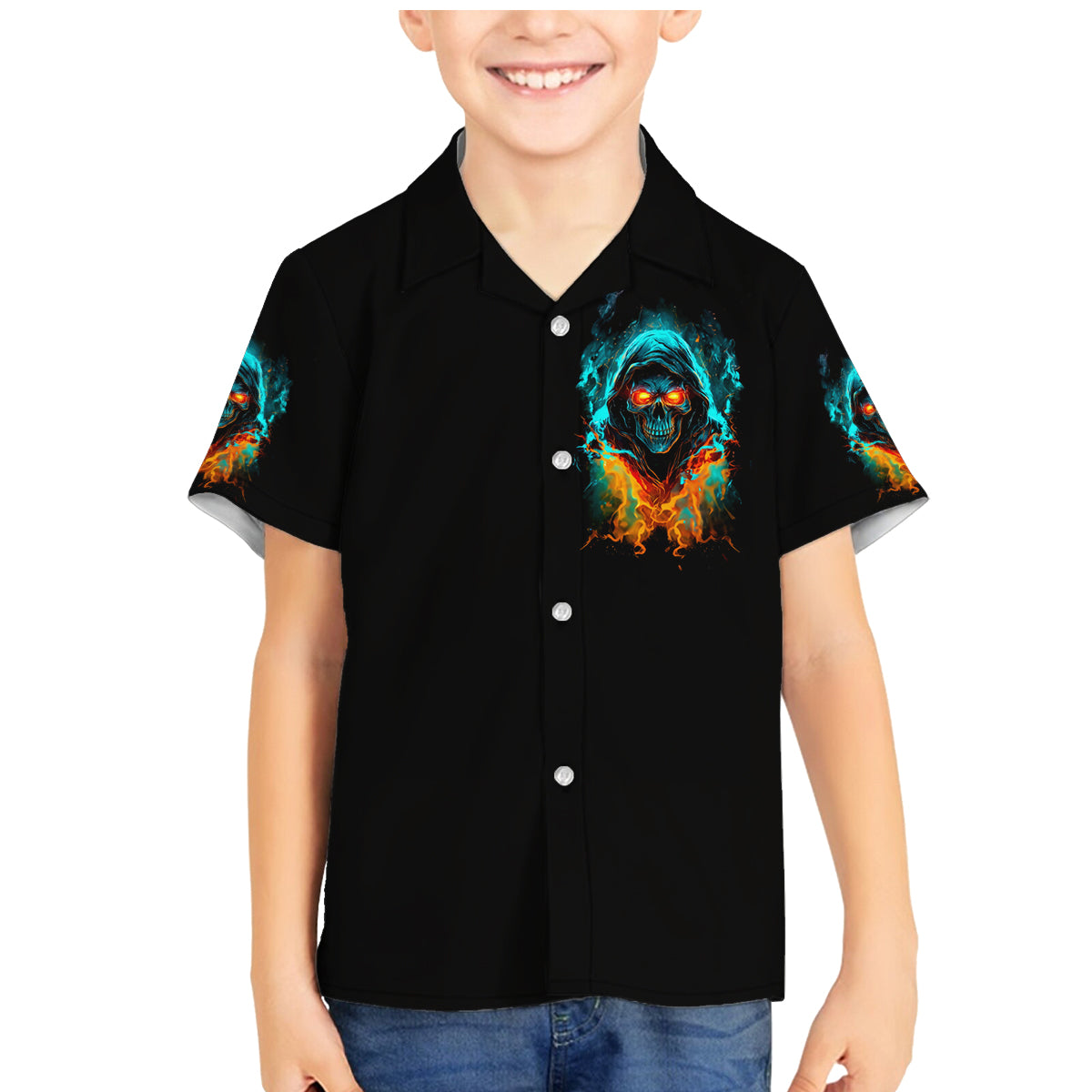 Flame Skull Family Matching Mermaid Dress and Hawaiian Shirt Never Mistake My Kindness For Weakness The Beast In Me Is Sleeping Noe Dead - Wonder Print Shop