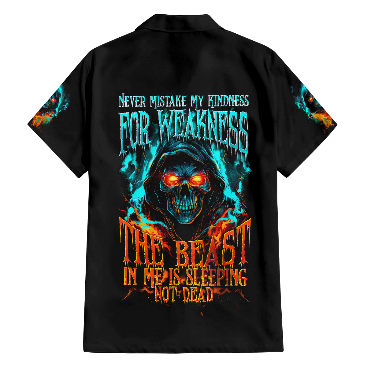 Flame Skull Family Matching Tank Maxi Dress and Hawaiian Shirt Never Mistake My Kindness For Weakness The Beast In Me Is Sleeping Noe Dead - Wonder Print Shop