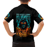 Flame Skull Hawaiian Shirt Never Mistake My Kindness For Weakness The Beast In Me Is Sleeping Noe Dead - Wonder Print Shop