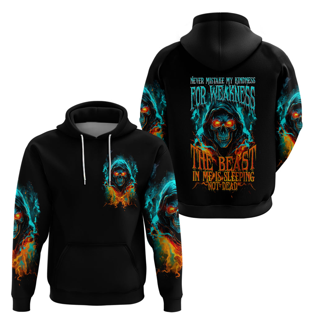 Flame Skull Hoodie Never Mistake My Kindness For Weakness The Beast In Me Is Sleeping Noe Dead - Wonder Print Shop