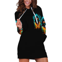 Flame Skull Hoodie Dress Never Mistake My Kindness For Weakness The Beast In Me Is Sleeping Noe Dead - Wonder Print Shop