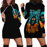 Flame Skull Hoodie Dress Never Mistake My Kindness For Weakness The Beast In Me Is Sleeping Noe Dead - Wonder Print Shop