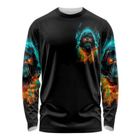 Flame Skull Long Sleeve Shirt Never Mistake My Kindness For Weakness The Beast In Me Is Sleeping Noe Dead - Wonder Print Shop