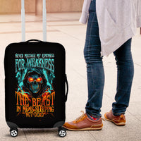 Flame Skull Luggage Cover Never Mistake My Kindness For Weakness The Beast In Me Is Sleeping Noe Dead - Wonder Print Shop