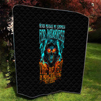 Flame Skull Quilt Never Mistake My Kindness For Weakness The Beast In Me Is Sleeping Noe Dead - Wonder Print Shop