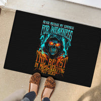 Flame Skull Rubber Doormat Never Mistake My Kindness For Weakness The Beast In Me Is Sleeping Noe Dead - Wonder Print Shop