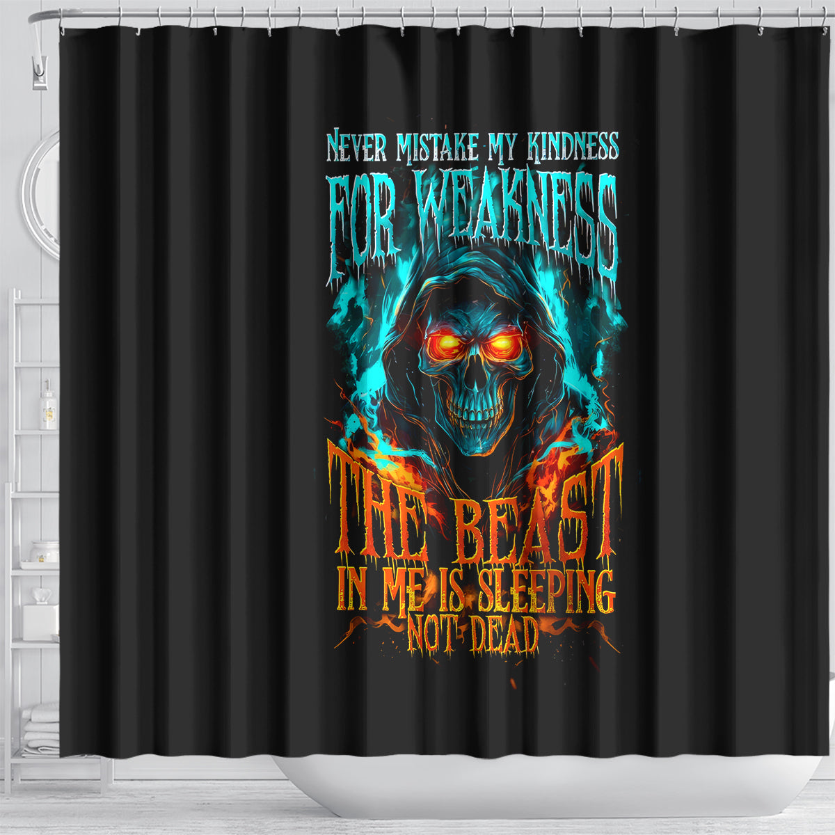 flame-skull-shower-curtain-never-mistake-my-kindness-for-weakness-the-beast-in-me-is-sleeping-noe-dead
