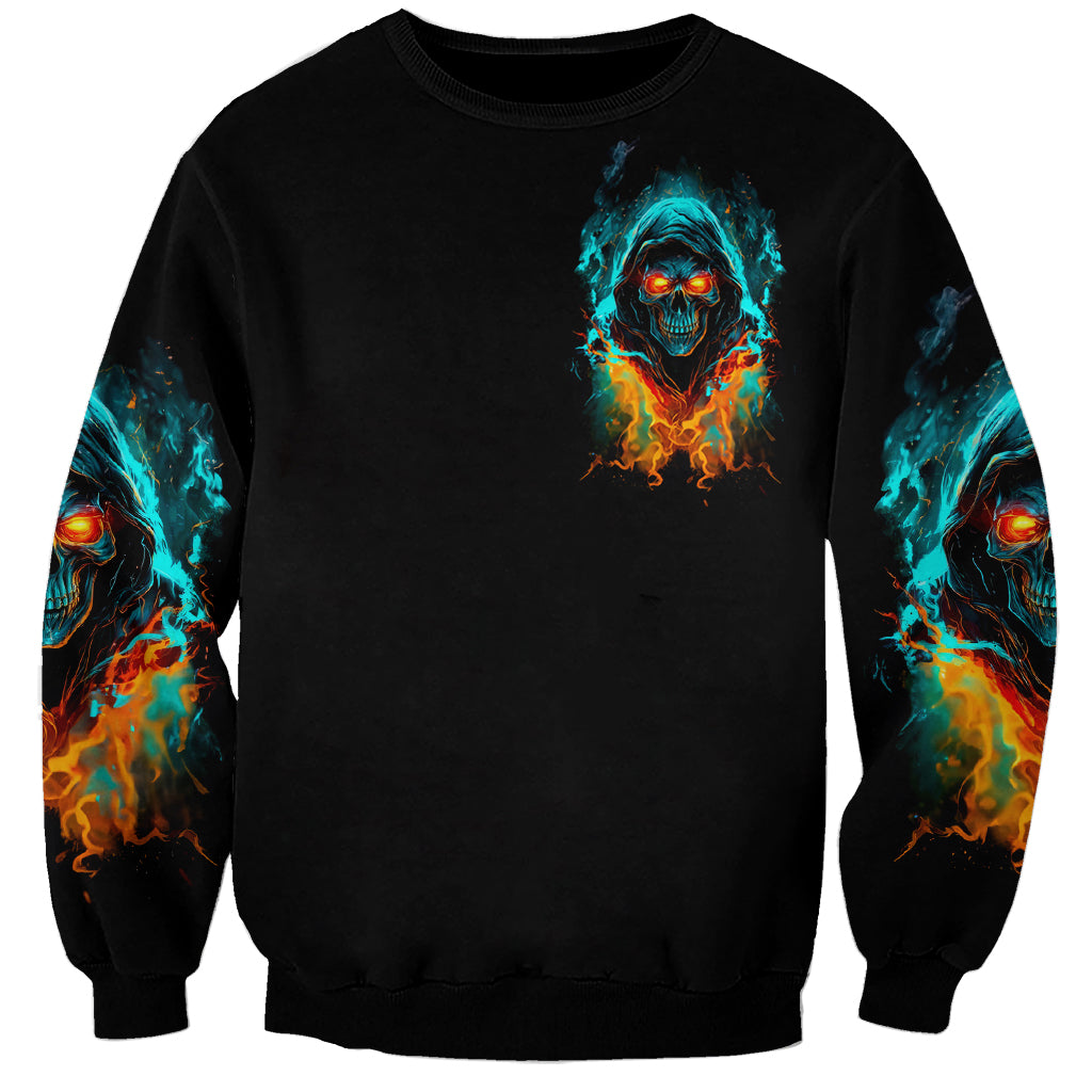 Flame Skull Sweatshirt Never Mistake My Kindness For Weakness The Beast In Me Is Sleeping Noe Dead - Wonder Print Shop