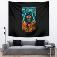 Flame Skull Tapestry Never Mistake My Kindness For Weakness The Beast In Me Is Sleeping Noe Dead - Wonder Print Shop