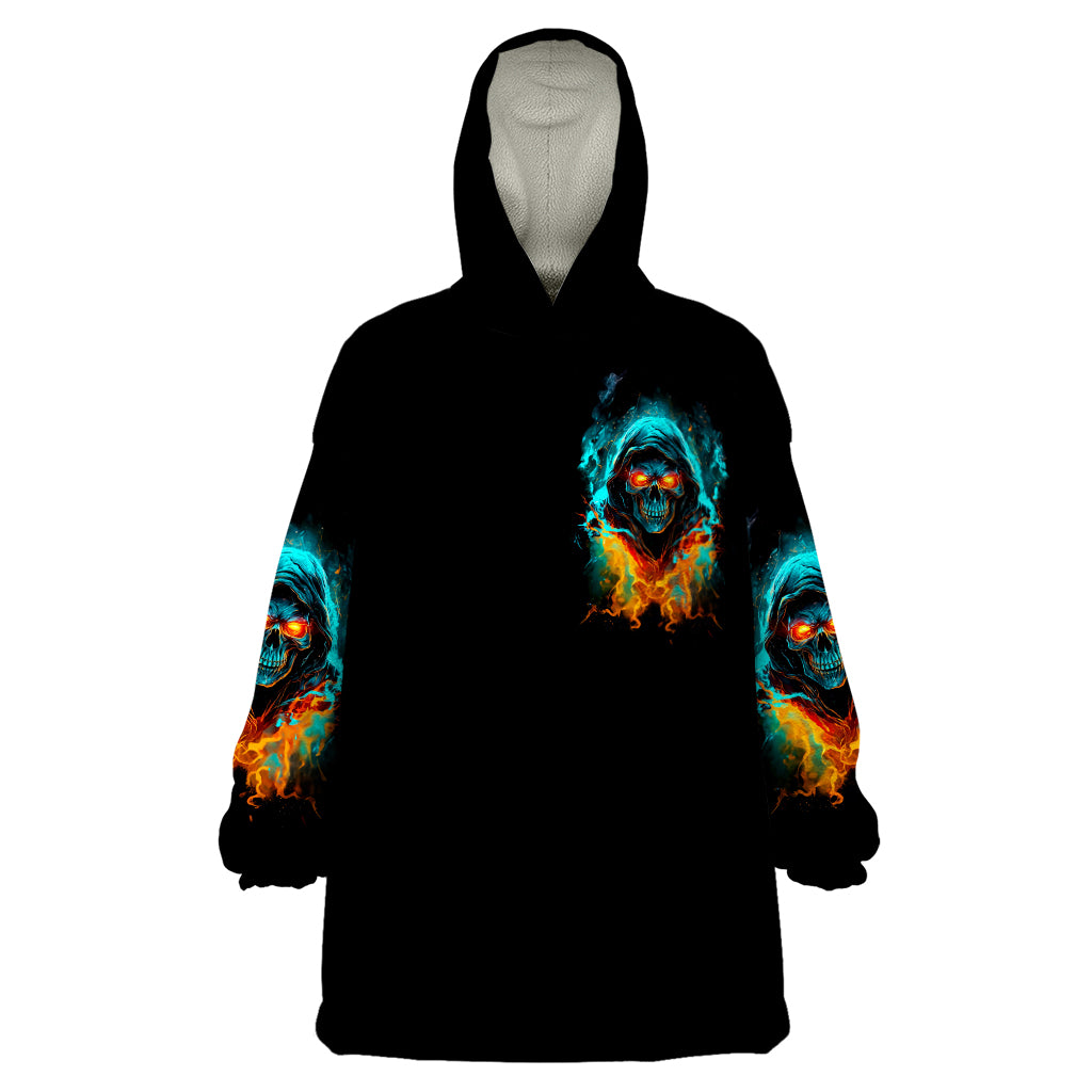 Flame Skull Wearable Blanket Hoodie Never Mistake My Kindness For Weakness The Beast In Me Is Sleeping Noe Dead - Wonder Print Shop